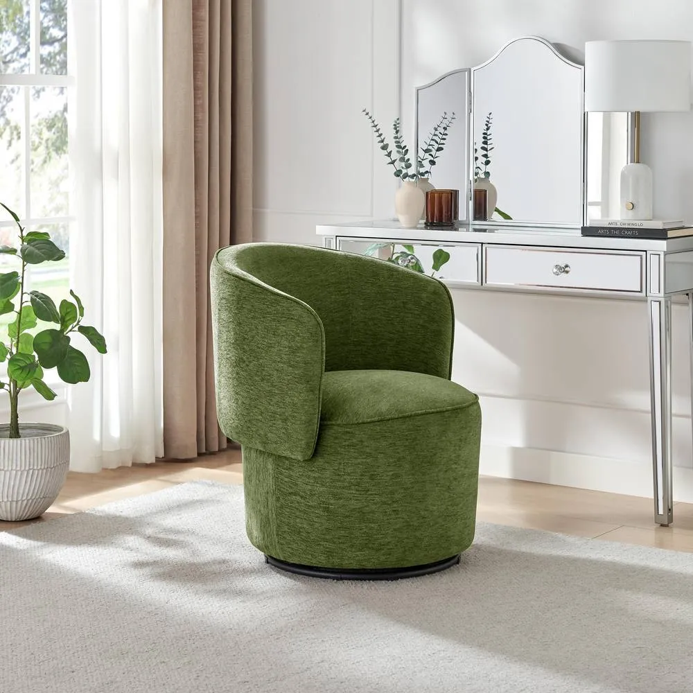 FurnitureboxUK Liode Fabric Round Swivel Accent Chair in Green