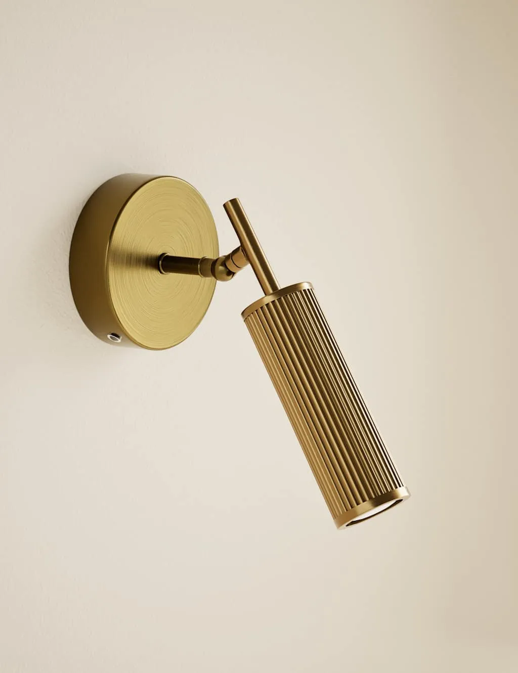 M&S Rechargeable Ribbed Angled Spot Wall Light Antique Brass