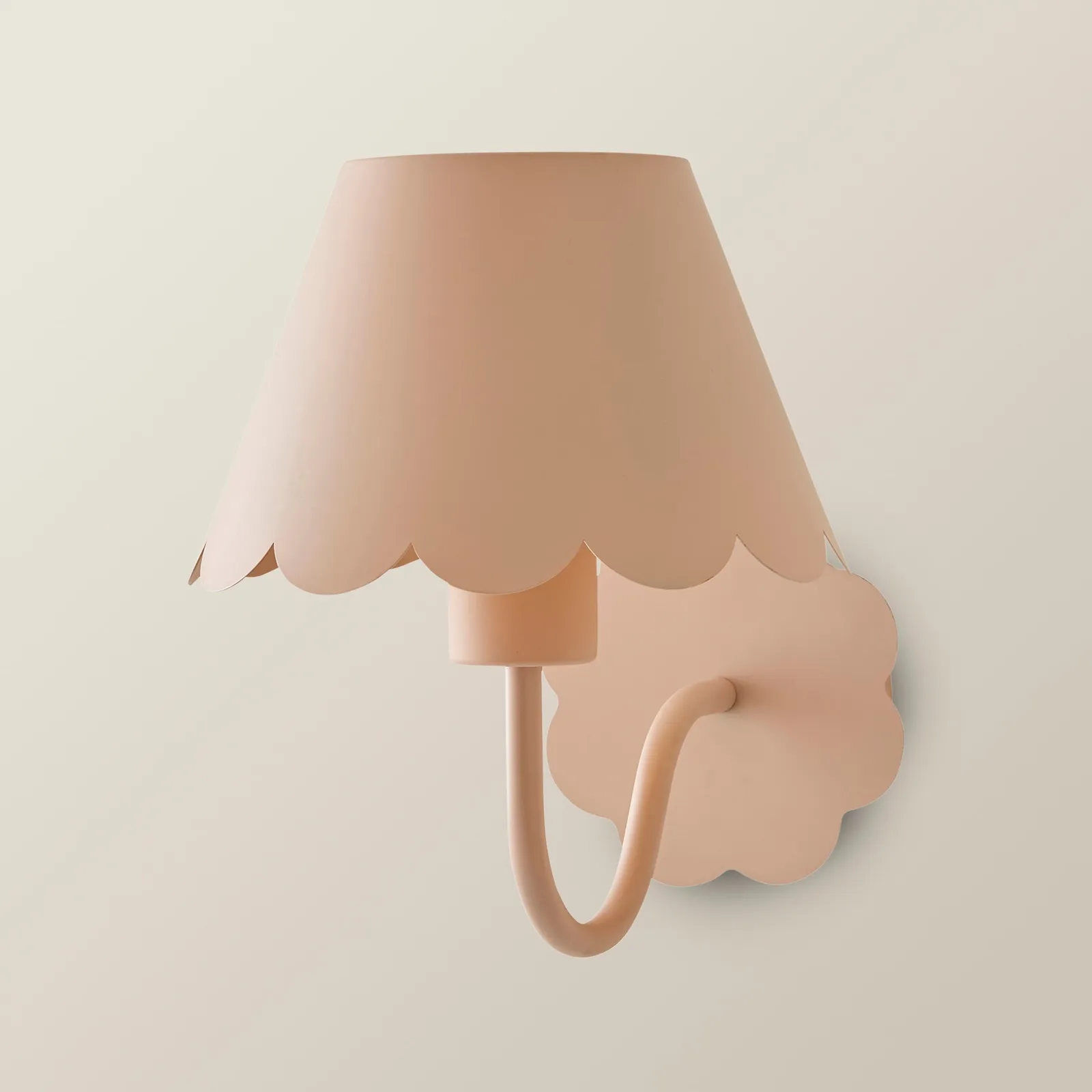 ValueLights Hattie Rechargeable Metal Scalloped Edge Wall Light in Pale Pink 6