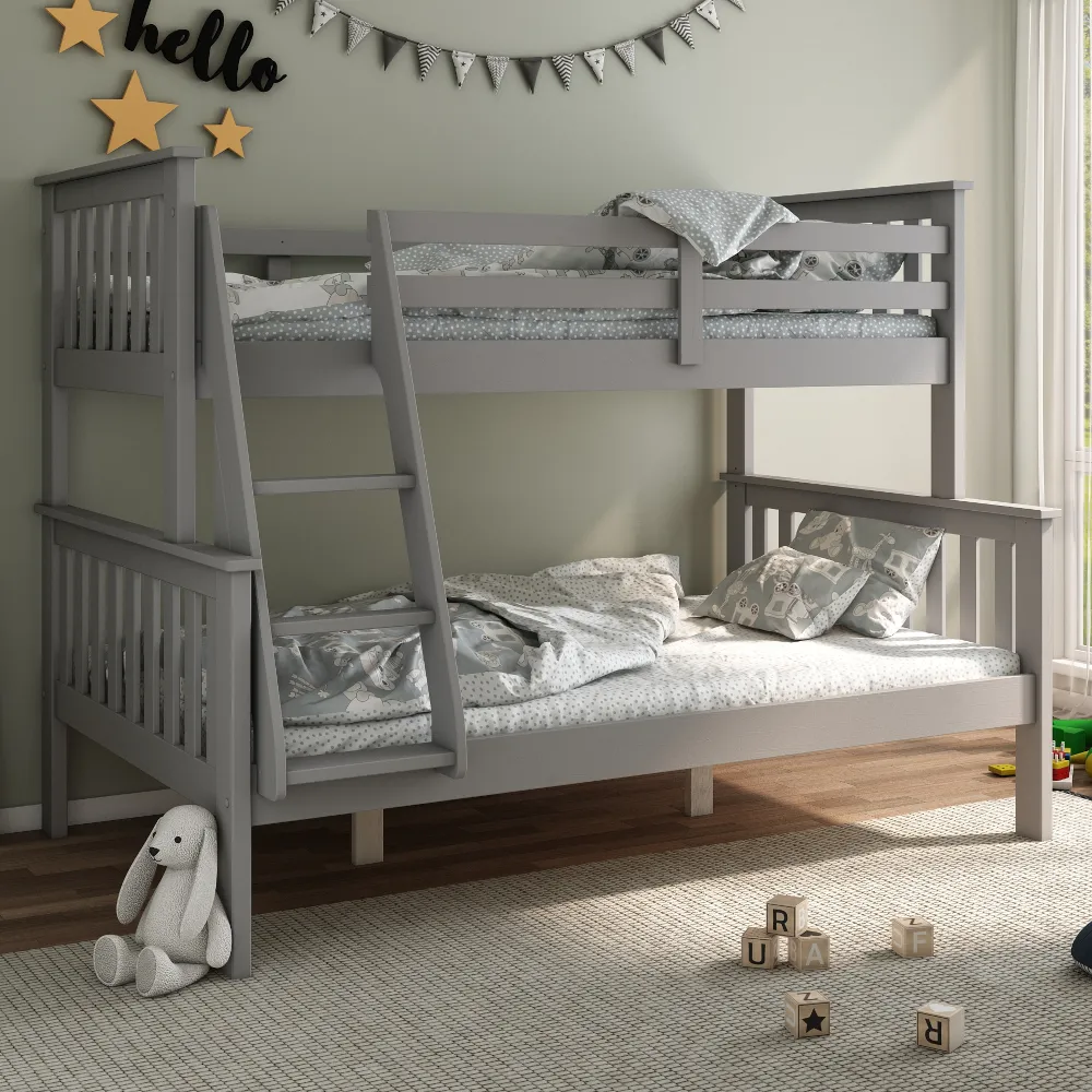 Atlantis - Kids Triple Sleeper Bunk Bed - Grey - Wooden - 3ft and 4ft - Happy Beds 1