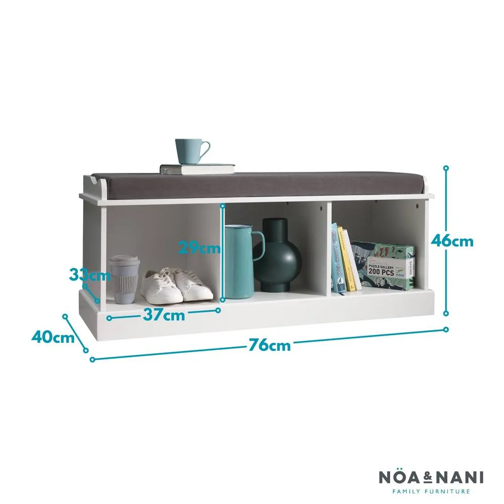 Nöa and Nani Stockholm Storage Bench with 3 Storage Cubes in White 6