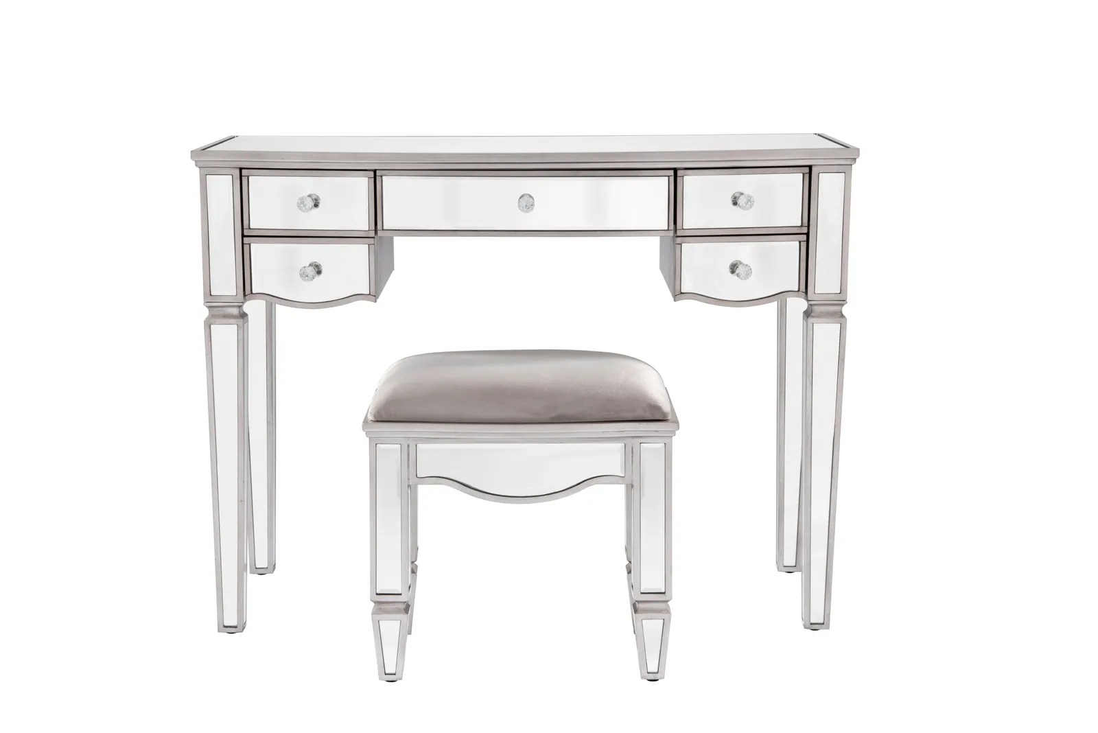 Birlea Elysee 5 Drawer Dressing Table Mirrored in Silver 5