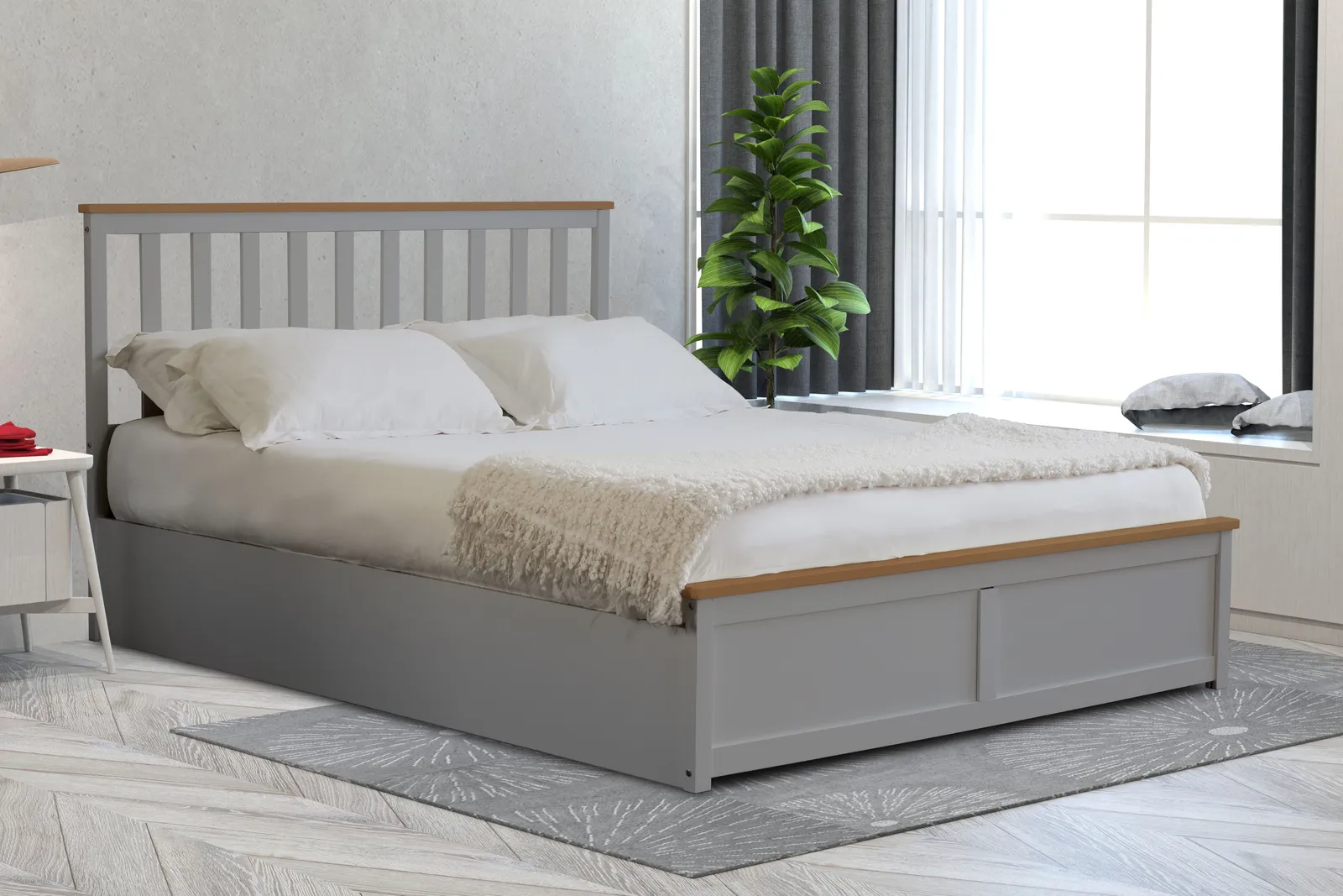 Comfy Living Ltd Wooden Ottoman Gas Lift Storage Bedframe in Grey 3