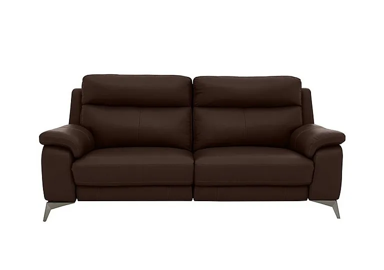 Missouri 3 Seater Leather Recliner Sofa with Power Headrest - Dark Chocolate