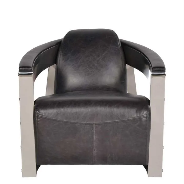 Timothy Oulton Mars MK3 Chair, Old Saddle Black with Shiny Steel
