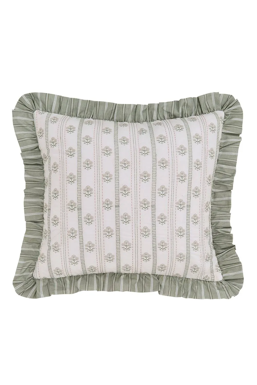 Sanderson 'Red Clover' Cotton Cushion in Green