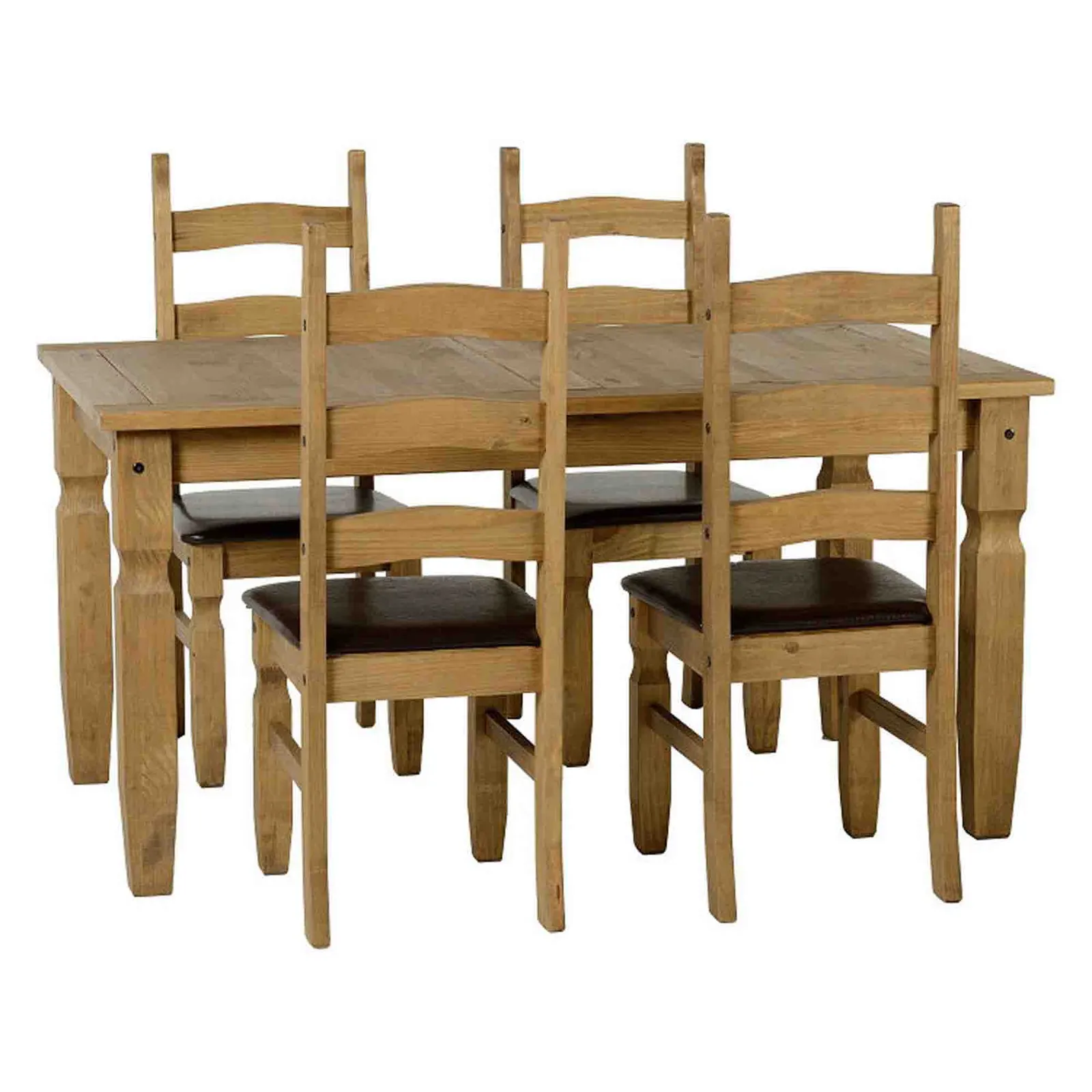Corona Pine 4 Seater Dining Set Brown