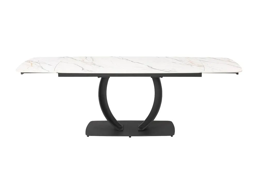Vente-unique Extendable Dining Table Seating 6 To 6 Cm Ceramic & Black Metal 6