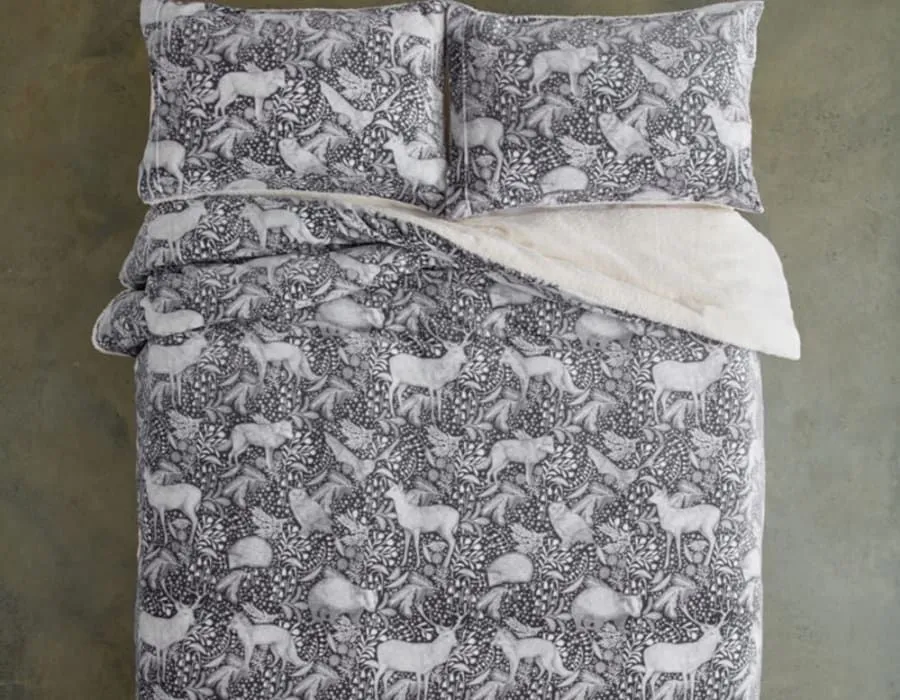 Deyongs Woodland Folk Printed Soft & Breathable Cotton Rich Duvet Cover Set in Grey 3