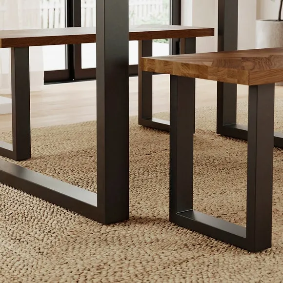 Shelton 4 Seater Dining Table with 2 Benches 6