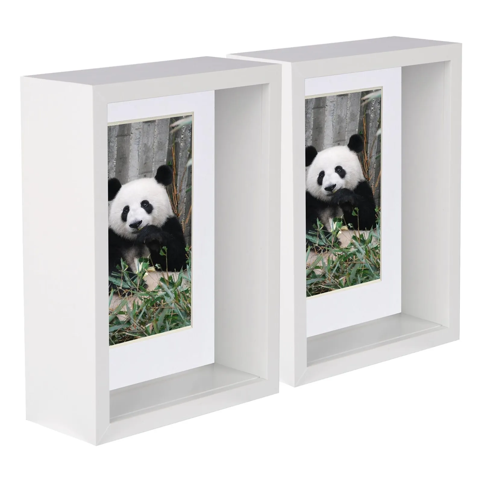 Nicola Spring 5" x 7" 3D Deep Box Photo Frames - 4" x 6" Mount - White - Pack of 2