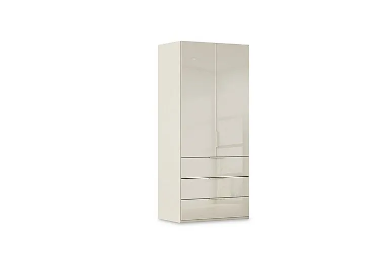 Haven 101cm 2 Door Combi Wardrobe with Glass Doors
