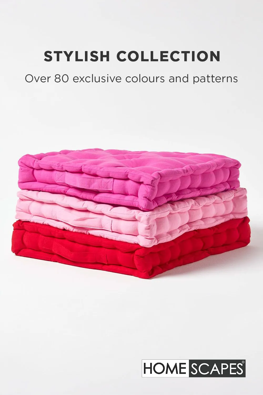 Homescapes Plain Cotton Floor Cushion in Pink 6