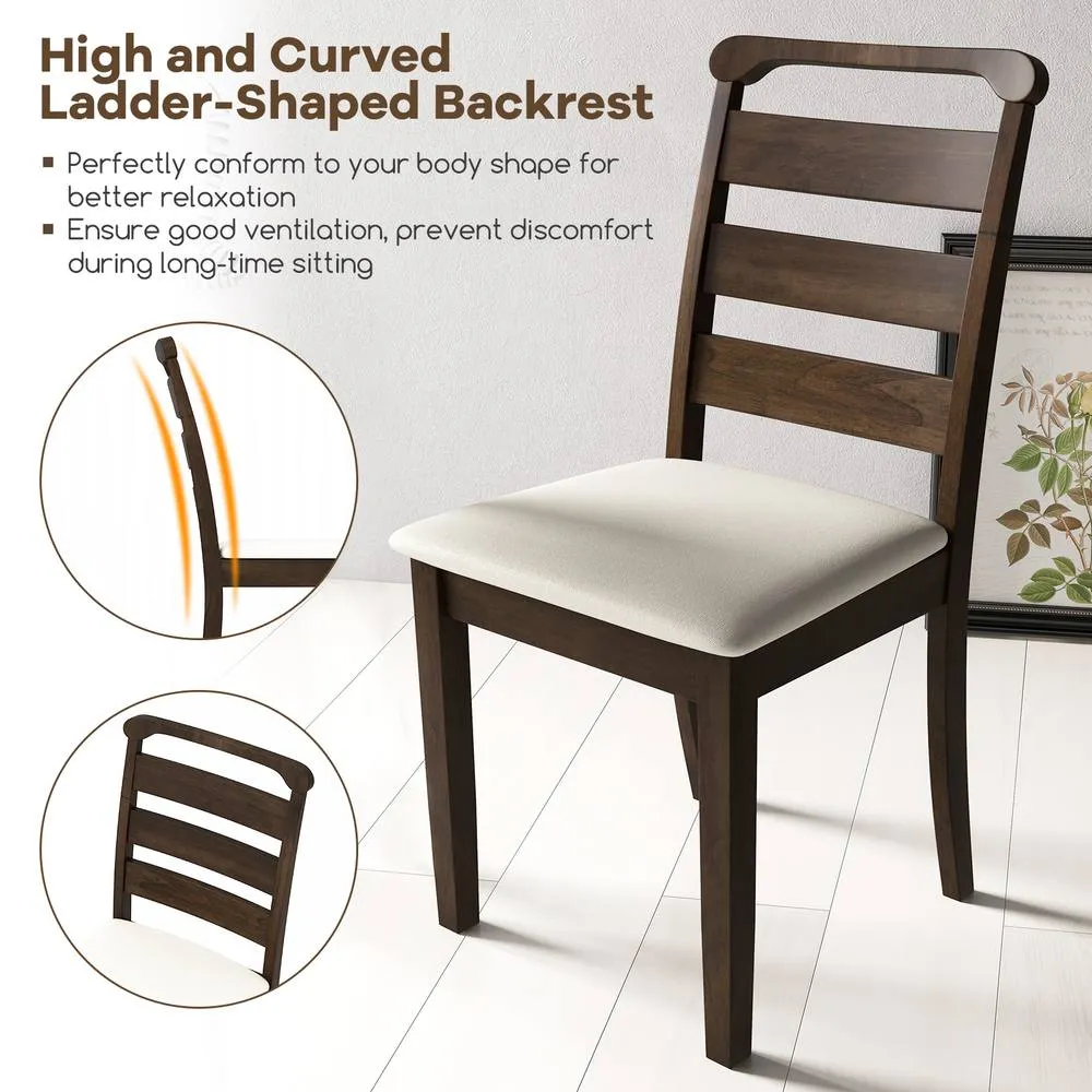 Costway Modern Dining Chair Set of 2 Upholstered Farmhouse Chairs in Walnut 4