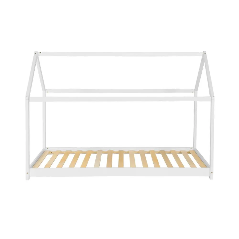 sweeek Children's hut bed in natural pine, bed base included in White 4