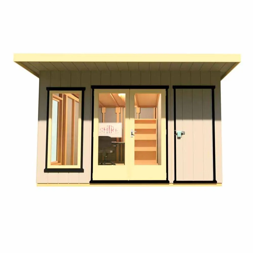 Shires Cali 12x12 ft Pent & Storage Garden Office - L456xW402xH246.1 cm in Light Brown