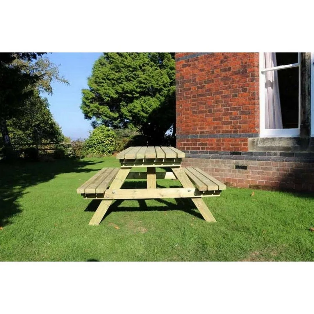 Churnet Valley Garden Furniture Ltd Deluxe Picnic Table, Wooden Furniture - Minimal Assembly Required in Brown