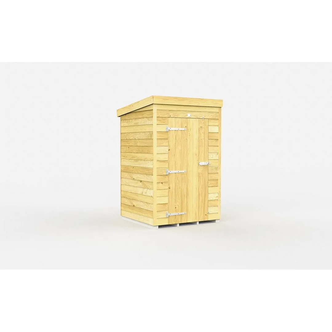 Buttercup Farm 4 x 4 Feet Pent Shed - Single Door W/O Windows - L118 x W127 x H201 cm in Brown