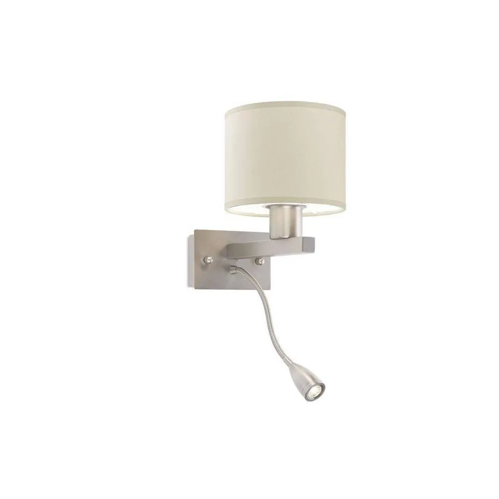 Netlighting Torino LED 2 Light Indoor Wall Light Nickel Reading Lamp E27 in Grey