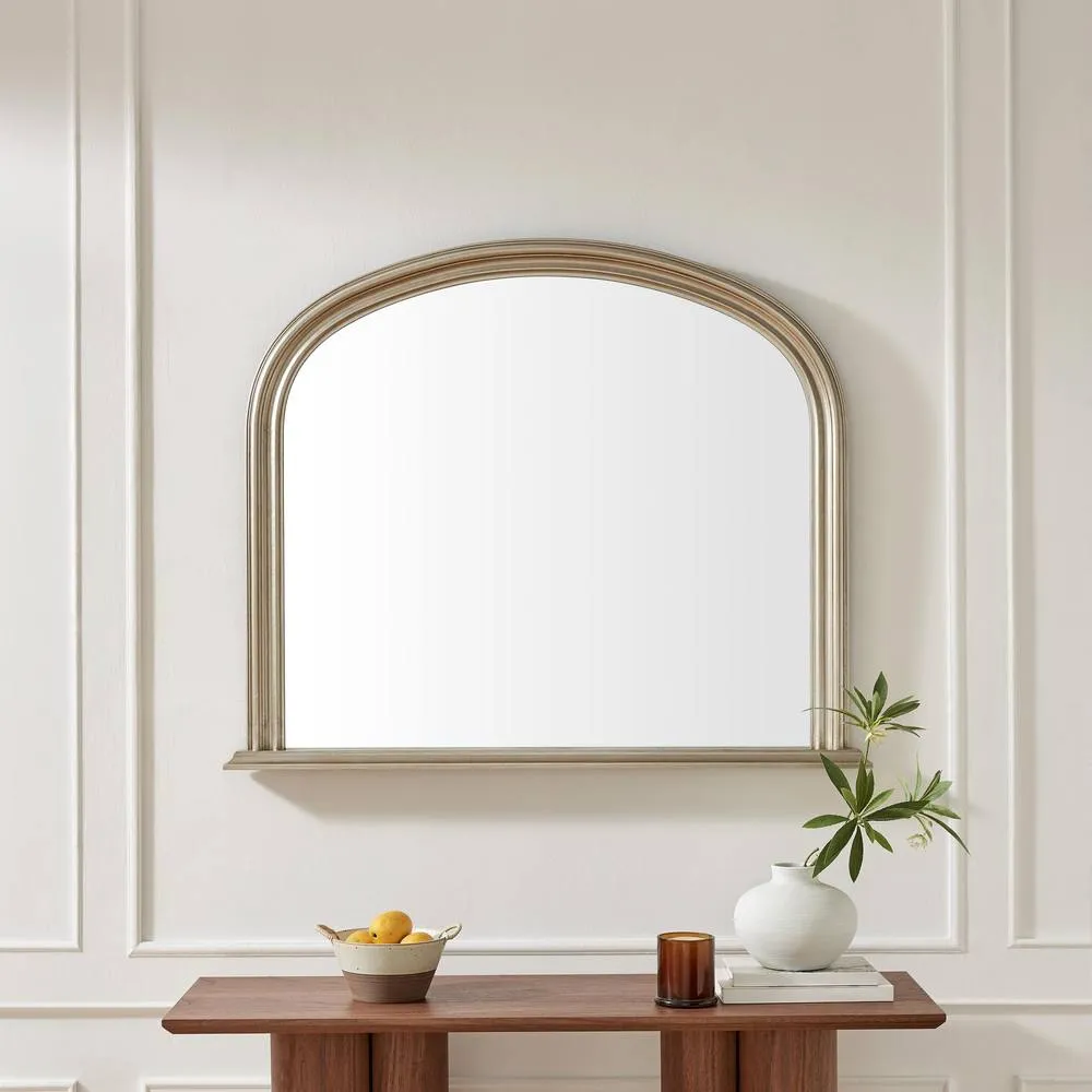 FurnitureboxUK Cecily Silver Wood Large 110x90 Overmantle Arch Mirror 2
