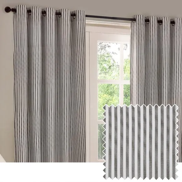 Yard Hebden Striped Eyelet Curtains (Blackout Available) 4