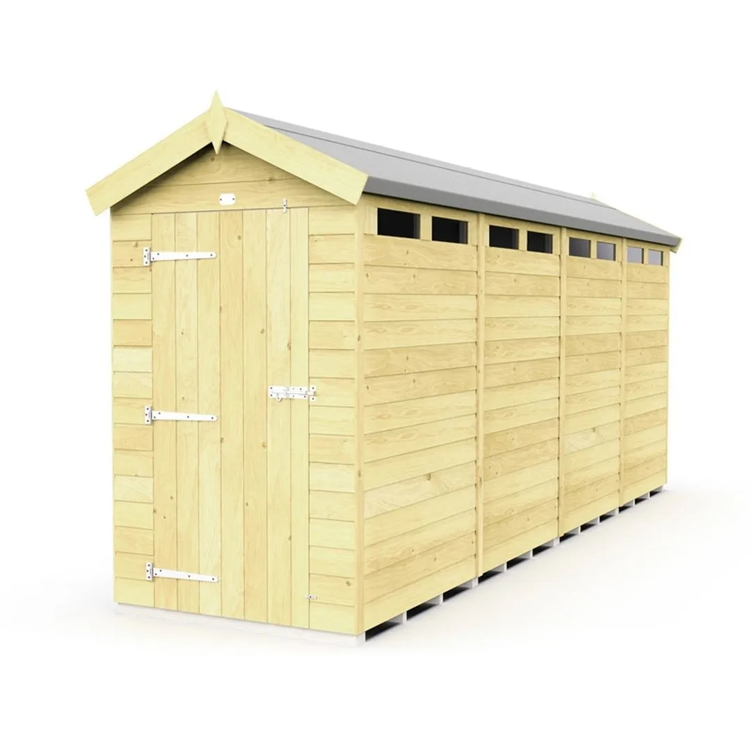Buttercup Farm 4 x 16 Feet Apex Security Shed - Single Door - L472 x W118 x H217 cm in Brown
