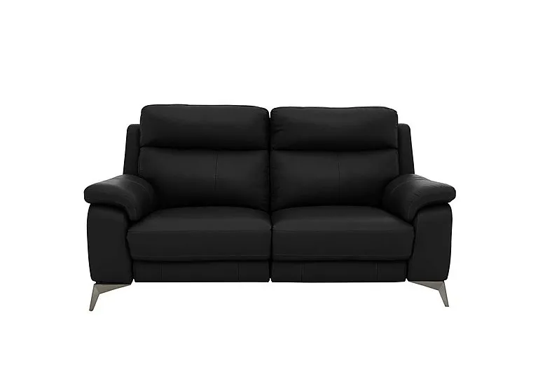 Missouri 2 Seater Leather Recliner Sofa with Power Headrest - Classic Black