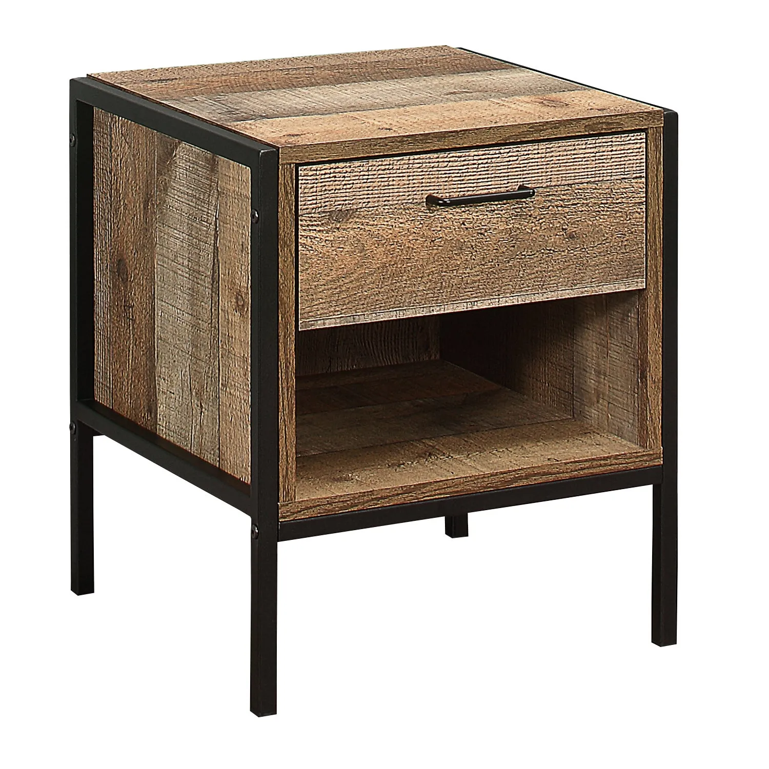 Urban Rustic 1 Drawer Bedside Table Brown