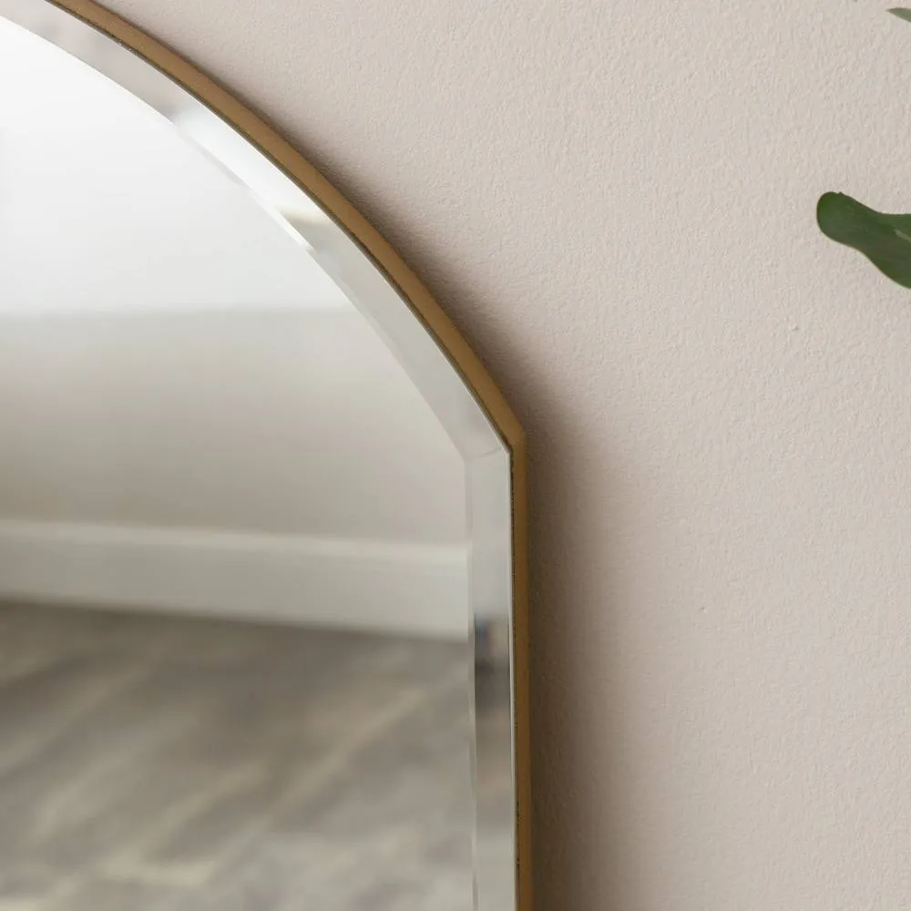 Melody Maison Large Full Length Gold Frameless Arched Mirror - 47cm X 142cm 6