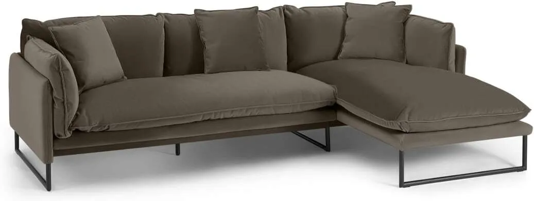 Malini Right Hand Facing Chaise End Sofa, Latte Velvet