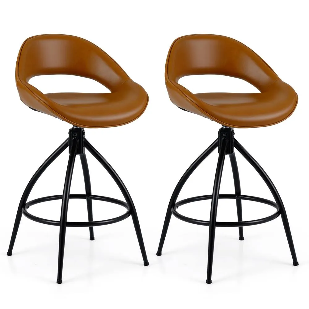 Costway 2PCS Swivel Bar Stools Upholstered Counter Height Bar Chair w/Footrest