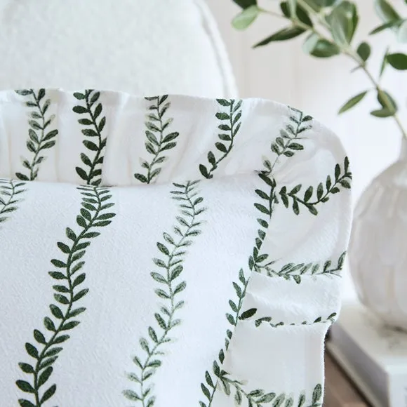 Trailing Leaves Frilled Rectangle Cushion Cover 2