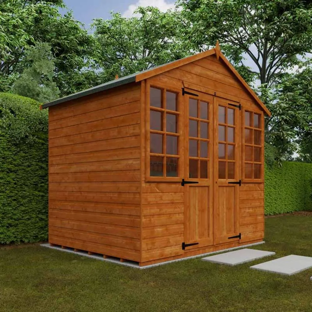 Buttercup Farm 6 x 8 Feet Summerhouse 12mm Shed - L175 x W235 x H243.7 cm in Burnt Orange 4