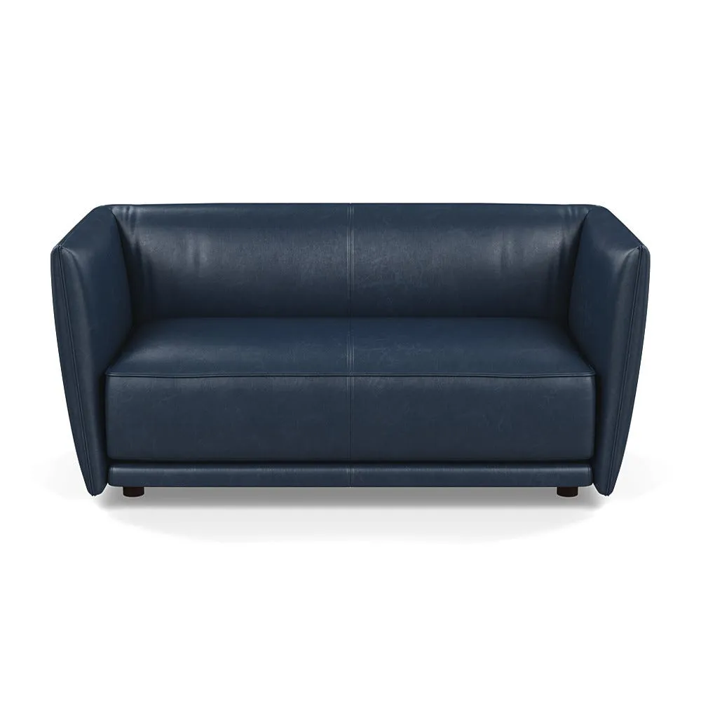 Heal's Valley 2 Seater Sofa Stonewash Navy Blue Walnut Stain Feet 1