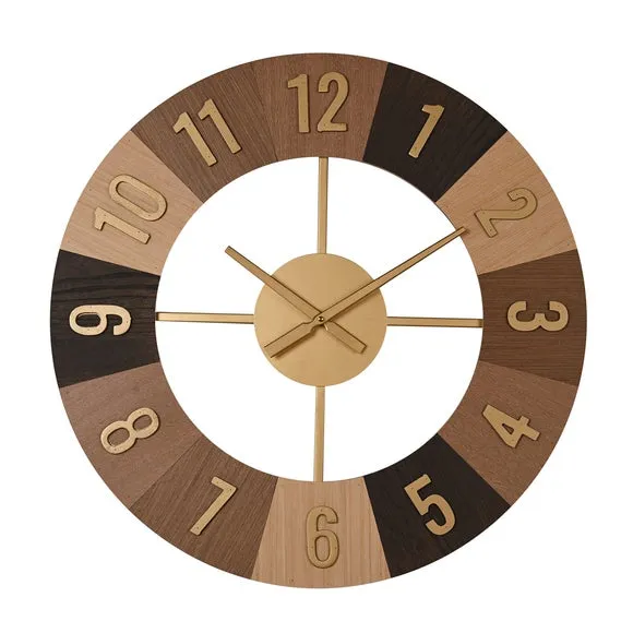 Hometime Sectioned Wood Round Wall Clock