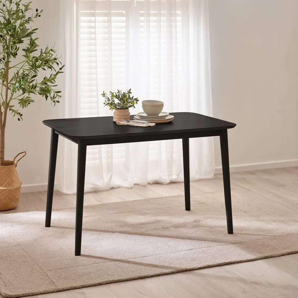 FurnitureboxUK Lynton Small Black Wooden Dining Table & 4 Black Dining Chairs 2