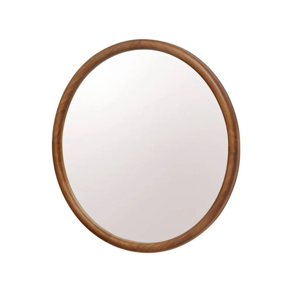 sweeek 60cm round pine wooden mirror in Dark Brown 6