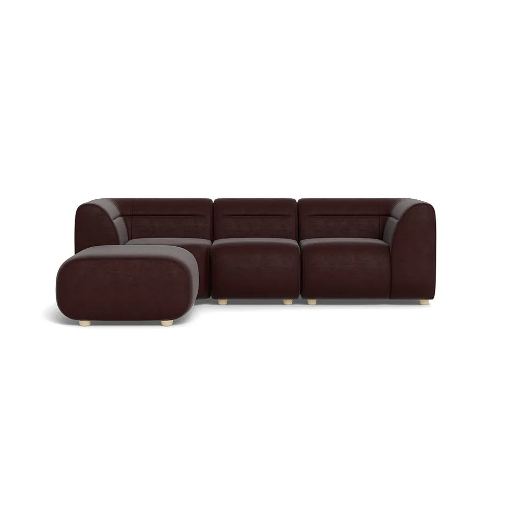Heal's Lilli Left Hand Facing Compact Corner Smart Luxe Velvet Acorn Natural Beech Feet 1