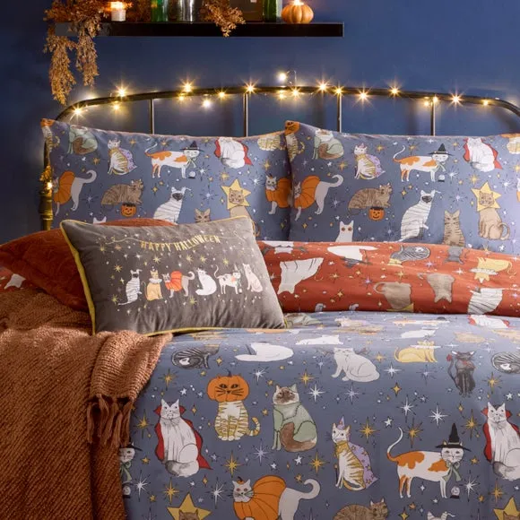 Furn. Halloween Pawty Duvet Cover and Pillowcase Set 4