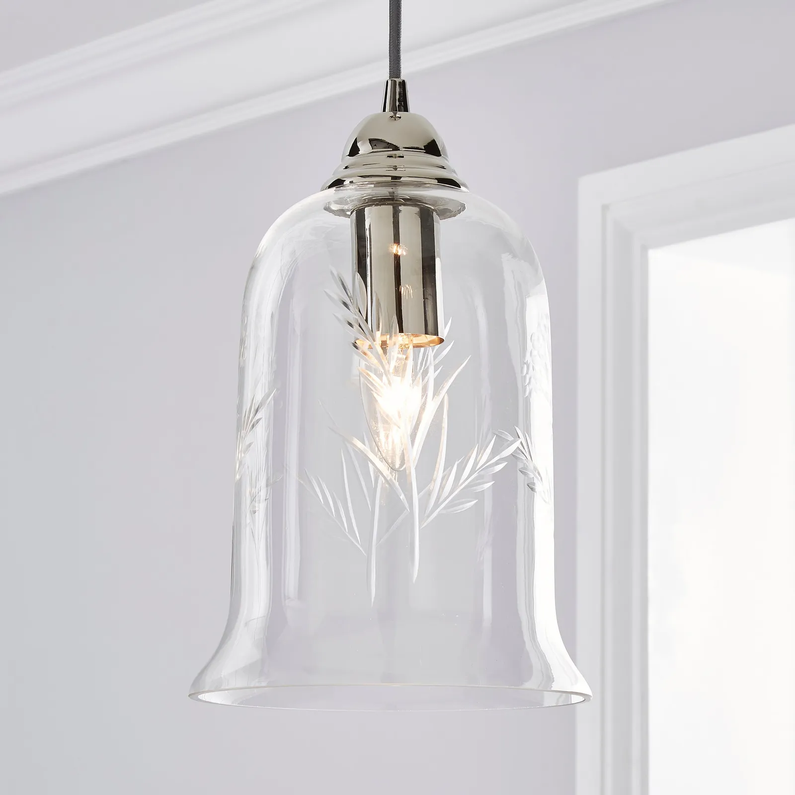 Dorma Darwell Etched Glass Ceiling Fitting Clear