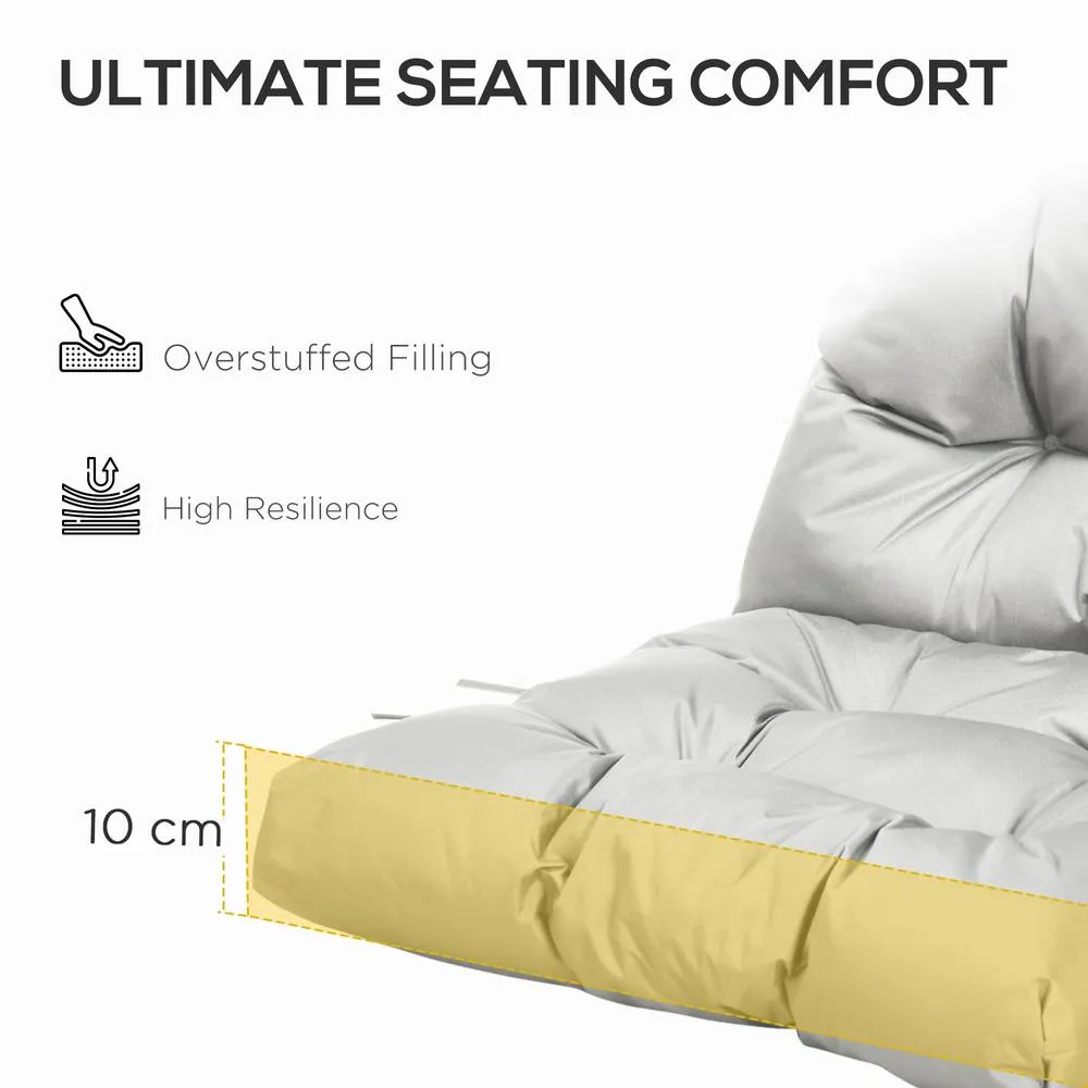 OUTSUNNY Garden Back Chair Cushion Patio Seat Cushion Pad for Outdoor & Indoor Use in Light Grey 5