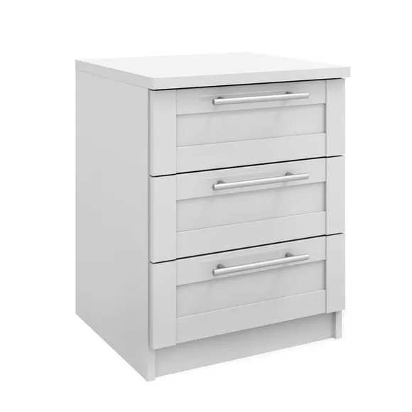 Sudbury Framed 3 Drawer Bedside Table, White