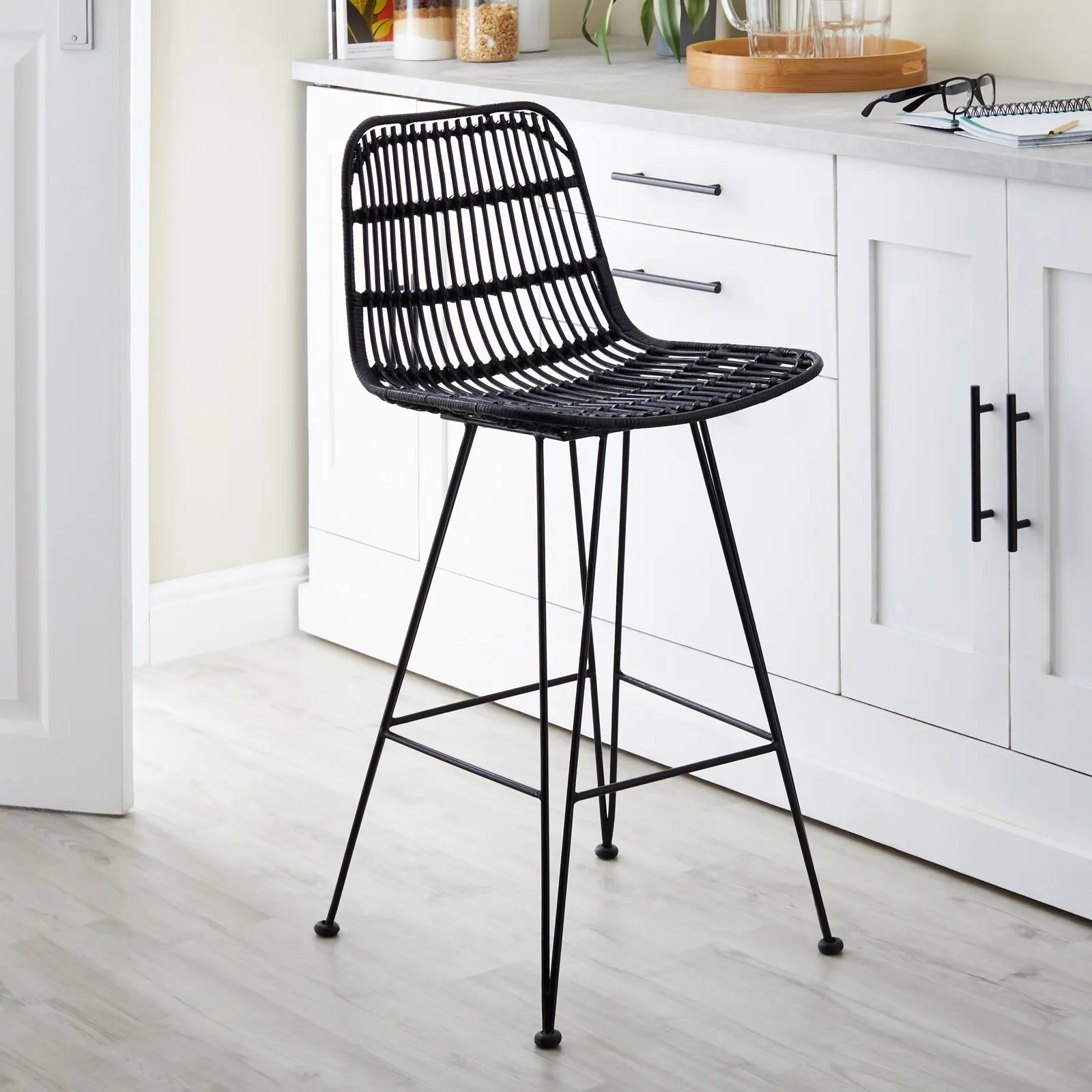 Pax Rattan Barstool Black