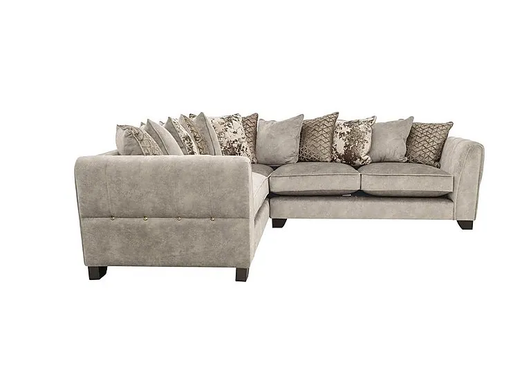 Mariah Small Fabric Scatter Back Left Hand Facing Corner Sofa with Brass Insert - Dapple Cream with Brass Insert