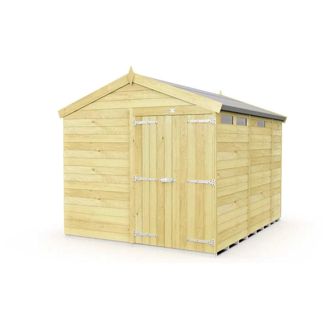 Buttercup Farm 8 x 9 Feet Apex Security Shed - Double Door - L272 x W231 x H217 cm in Brown