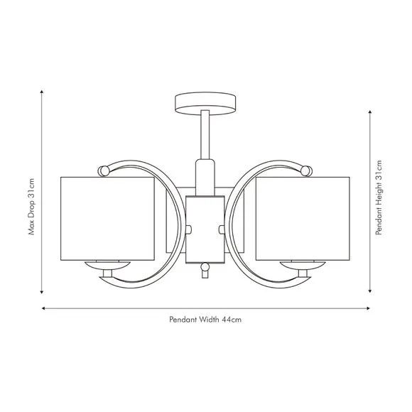 Arcadia 3 Curved Arm Semi Flush Pendant 5