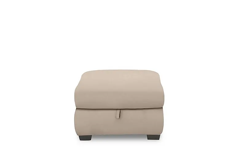 Nixon Leather Storage Footstool - BV Pebble