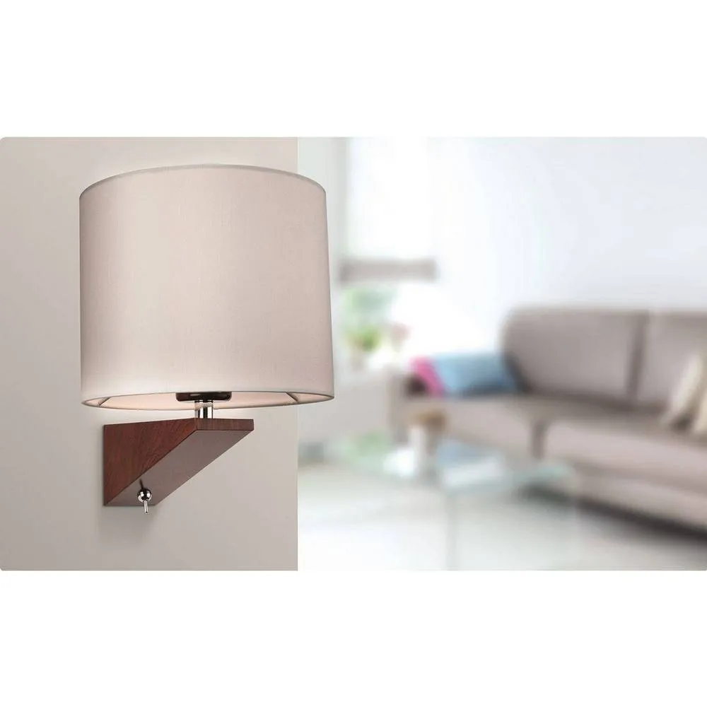 Netlighting Alpine Indoor Wall Light Walnut Cream Shade E27 in Beige 2