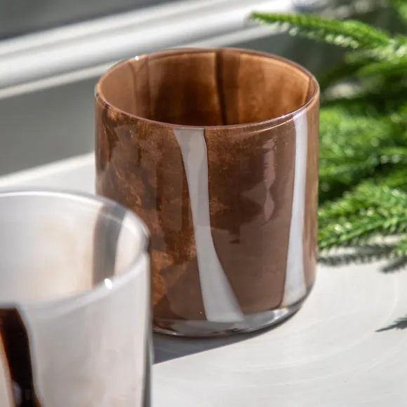 Cedar & Sage Set of 2 Candy Striped Tealight Holders 3