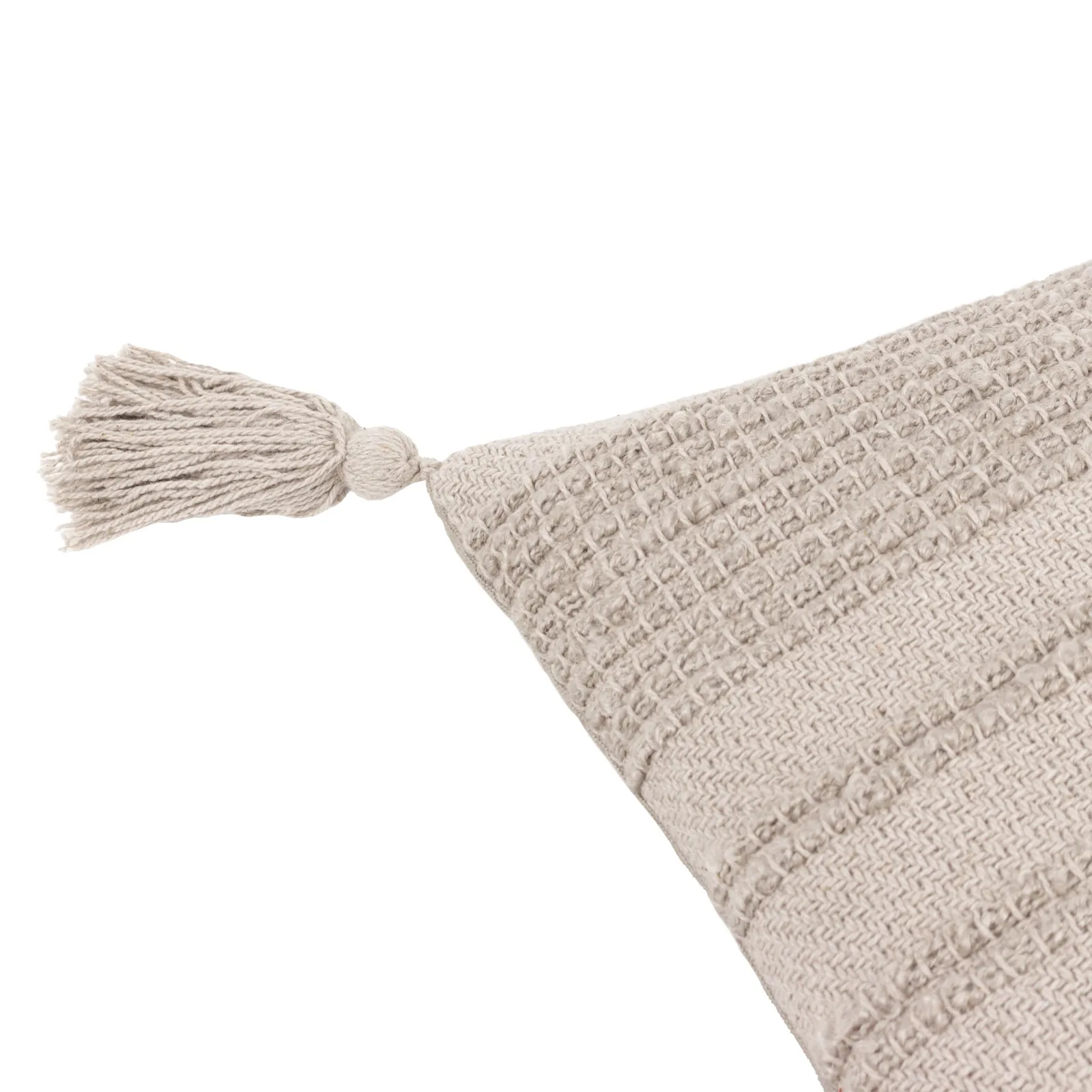 Yard Larch Woven Tasselled Cushion in Cream 6